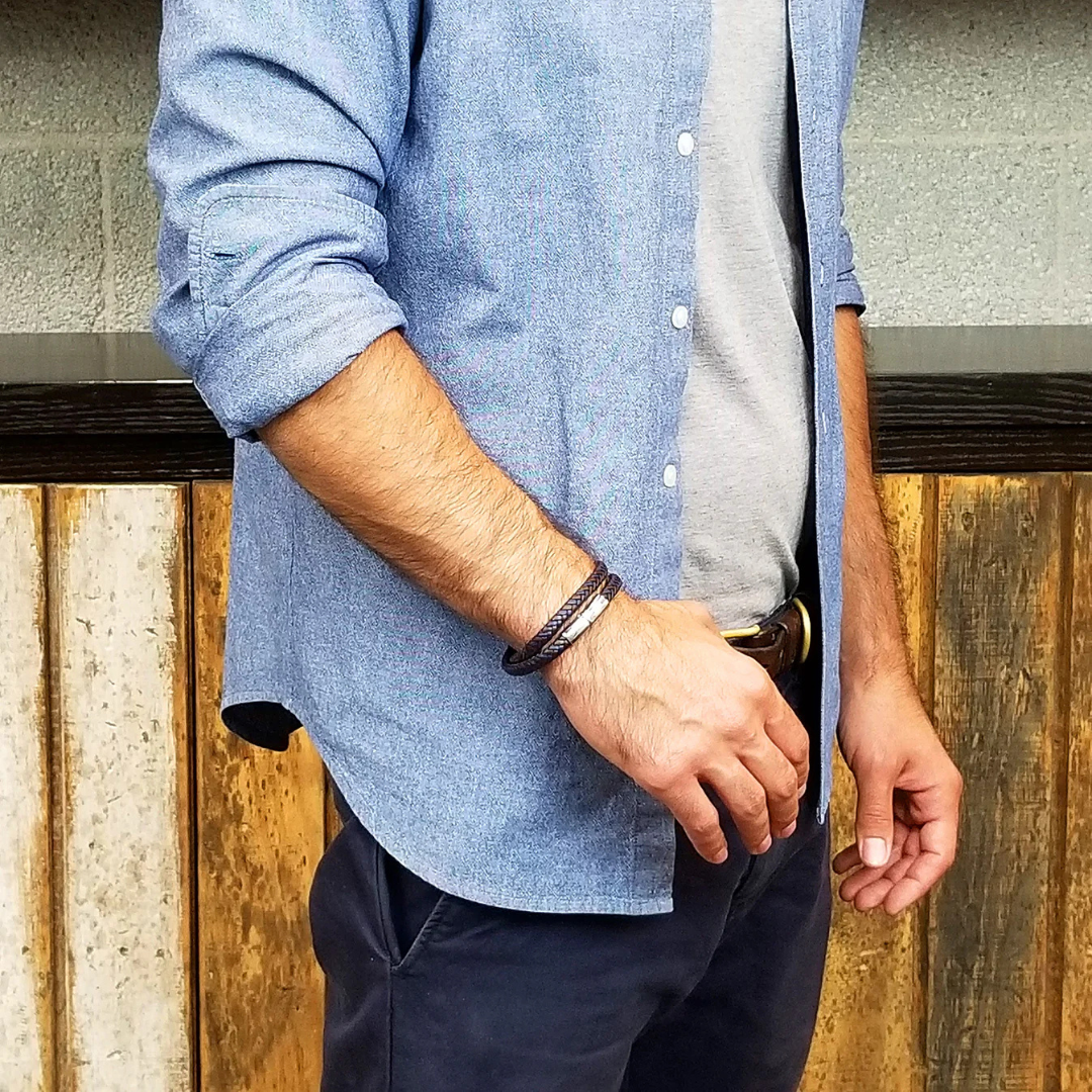 Men’s Blue Woven Bracelet with Magnetic Clasp - Blackbird General Store