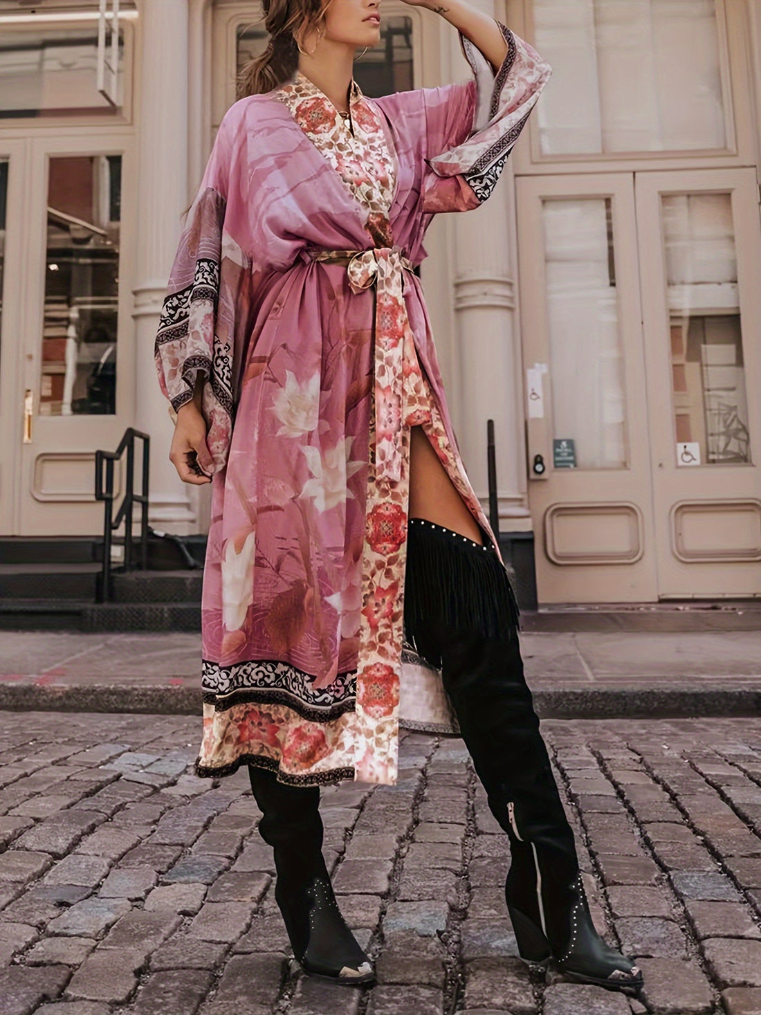 Floral & Crane Kimono
