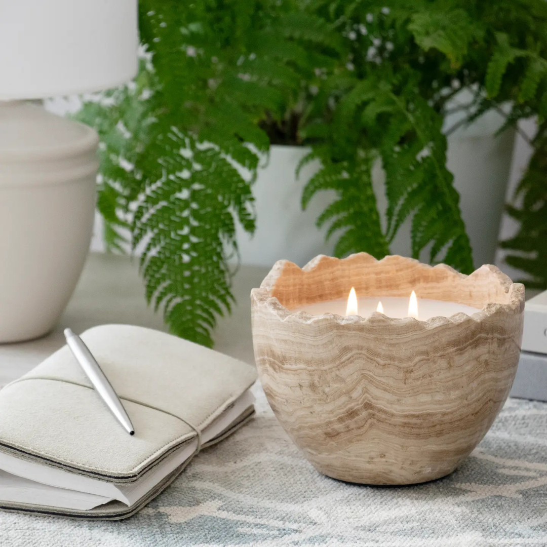 Travertine Bowl Candle