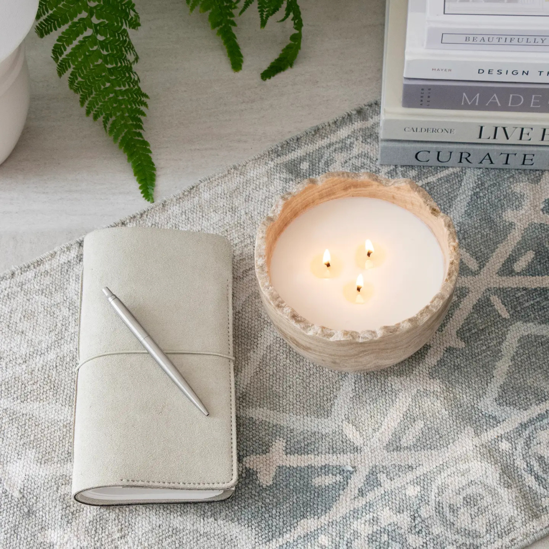 Travertine Bowl Candle