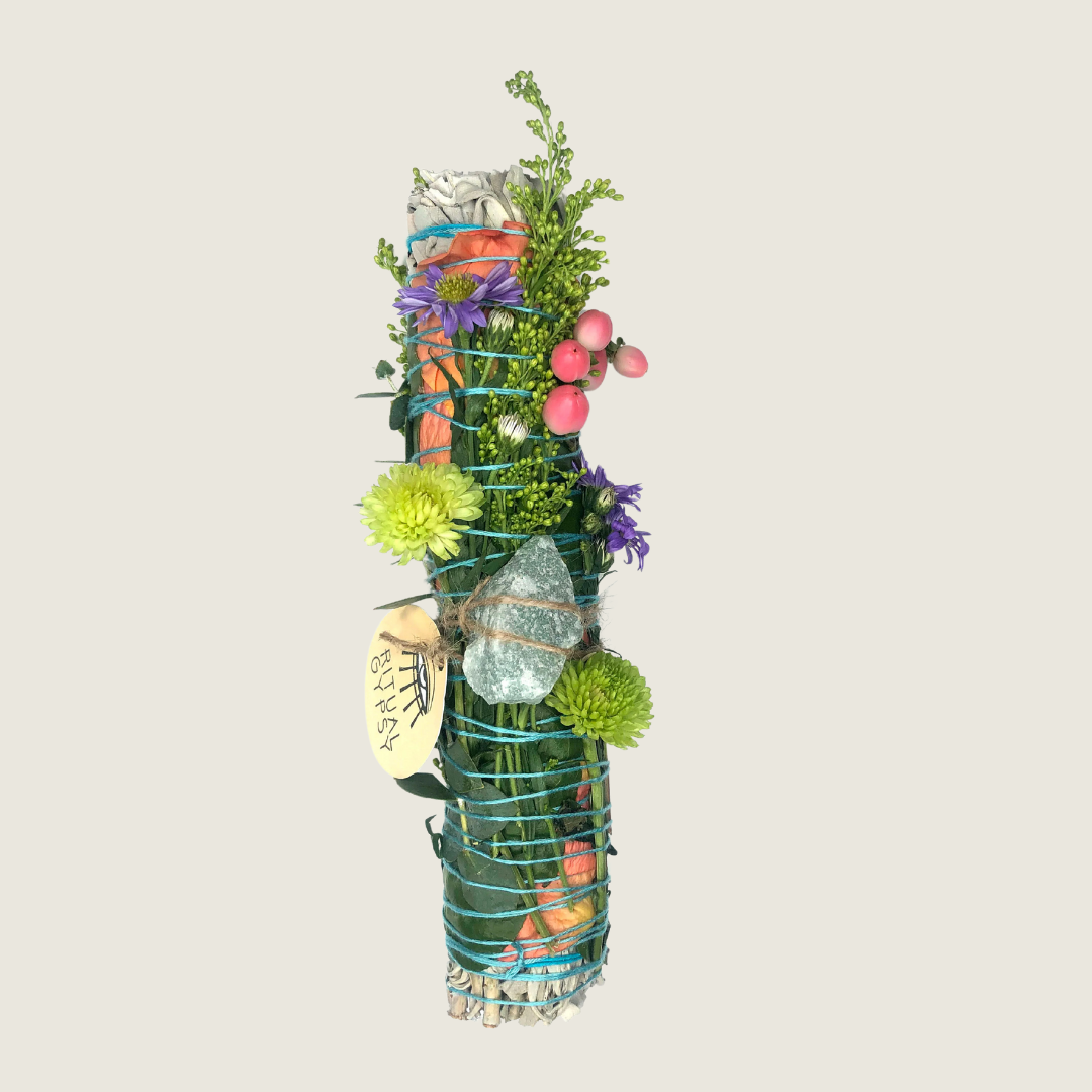Ritual Wand + Aventurine I White Sage Smudge Stick - Blackbird General Store