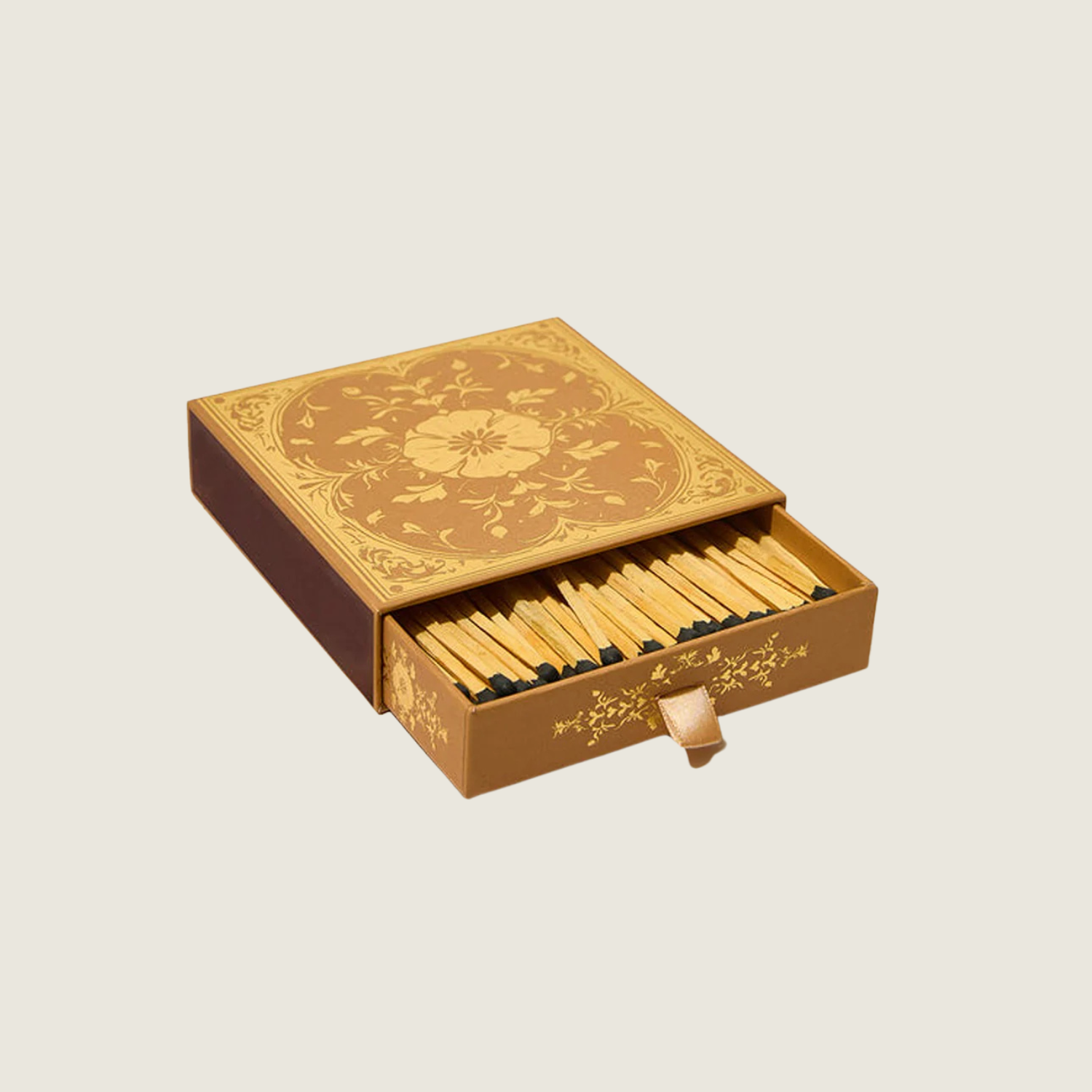 Amber Gold Foil Match Box