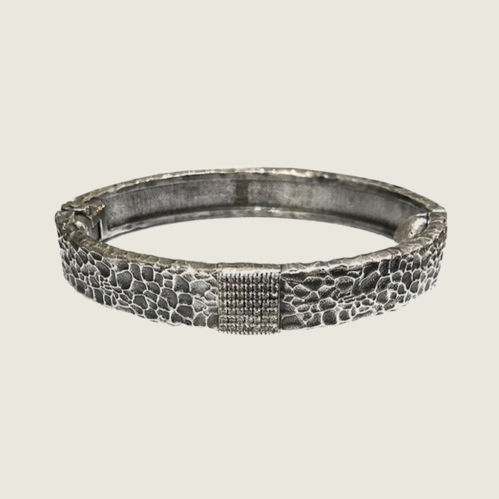 Vintage Silver Artís Pavé Square Bangle - Blackbird General Store
