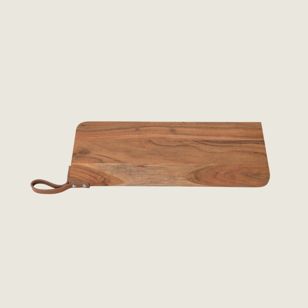 Leather Strap Acacia Wood Cutting Board - Blackbird General Store