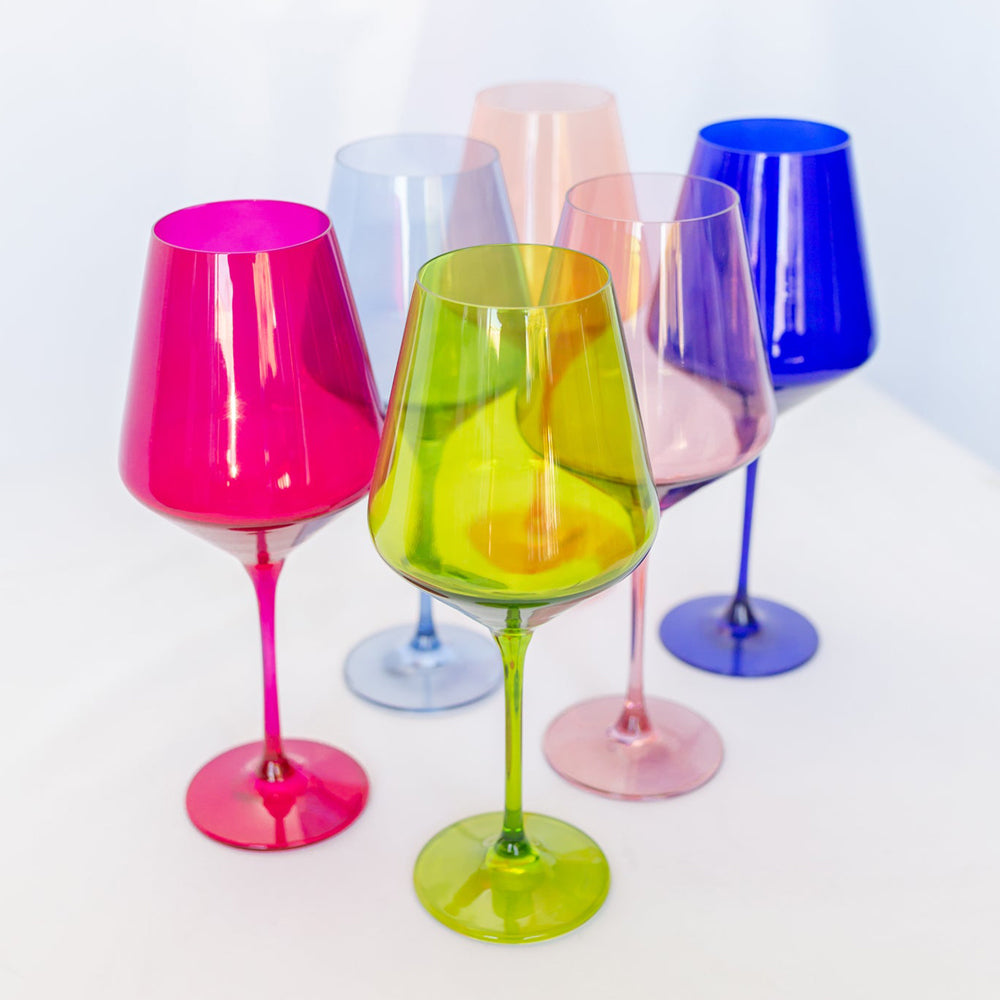 Mixed Colored Wine Glasses (Set of 6) - Blackbird General Store