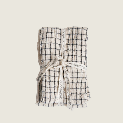 Grid/Stripes Cotton Tea Towel - Set of 2