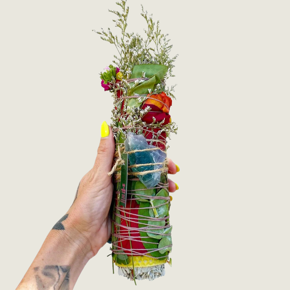 Sage and Positivity Herbal Torch-Fluorite