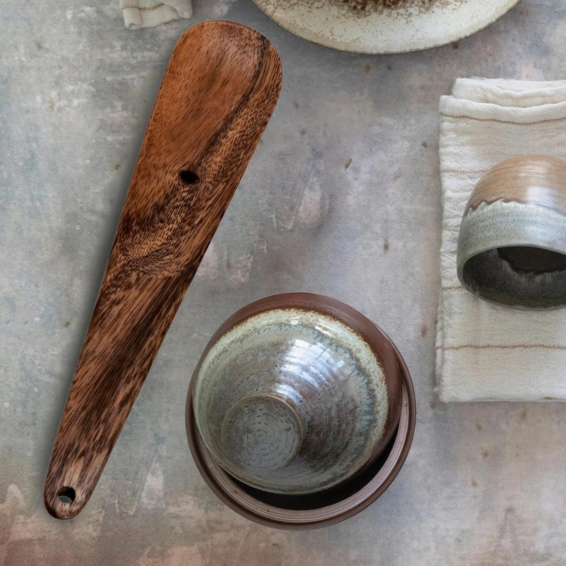 Hand-Carved Acacia Wood Scoop