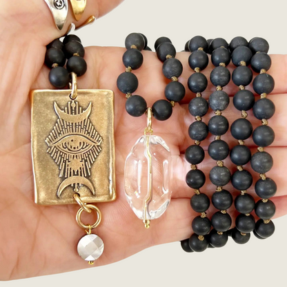 I Am Divinely Guided Necklace - Onyx/Gold