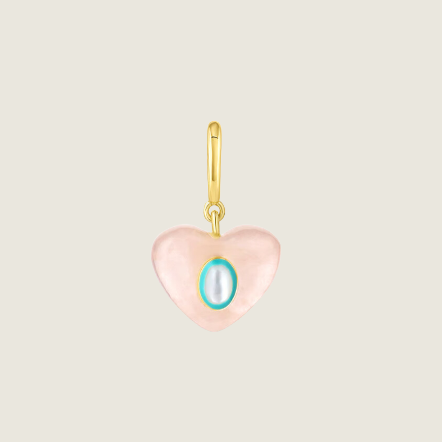 Rose Quartz Heart Parker Charm - Gold