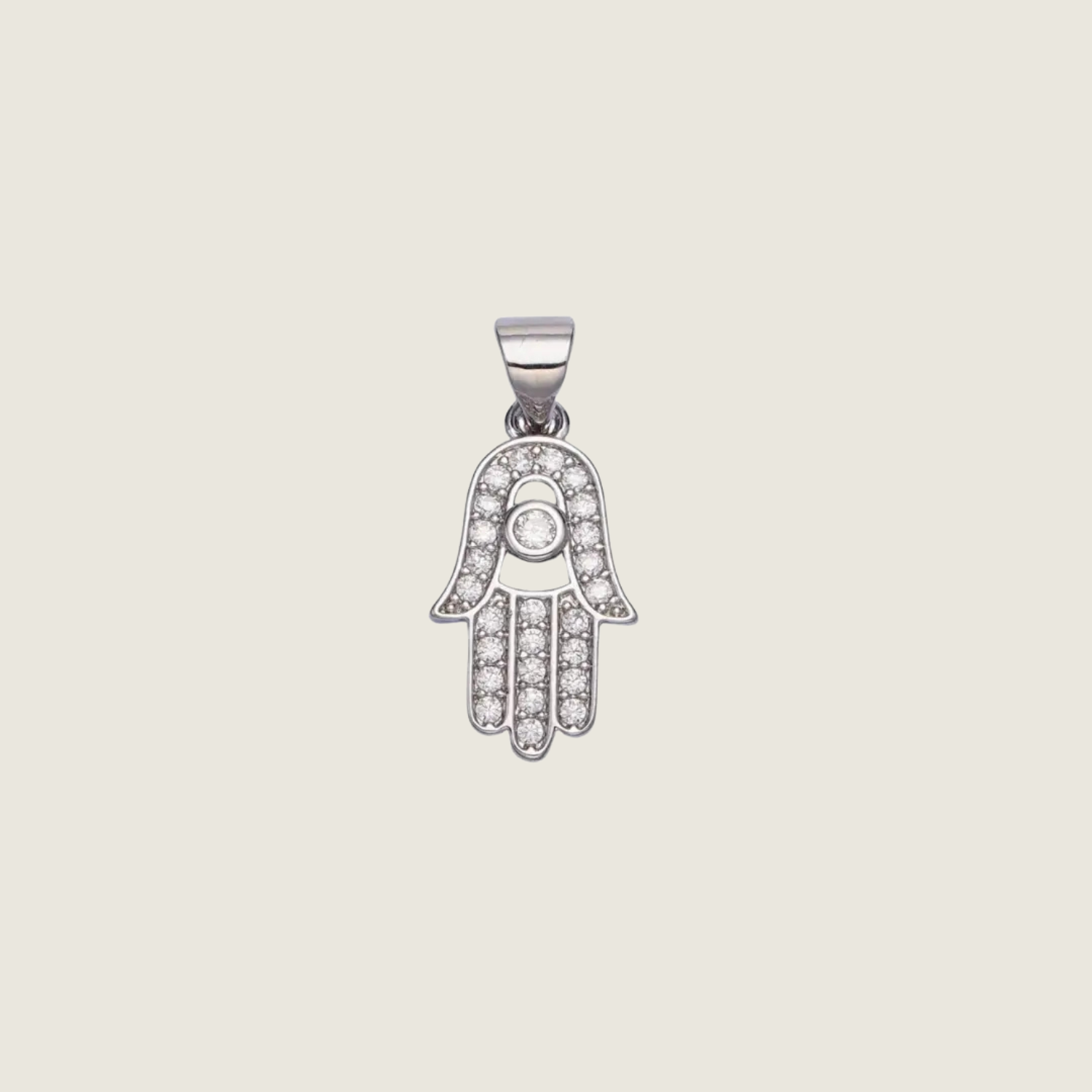 Silver Pavé Hamsa Charm