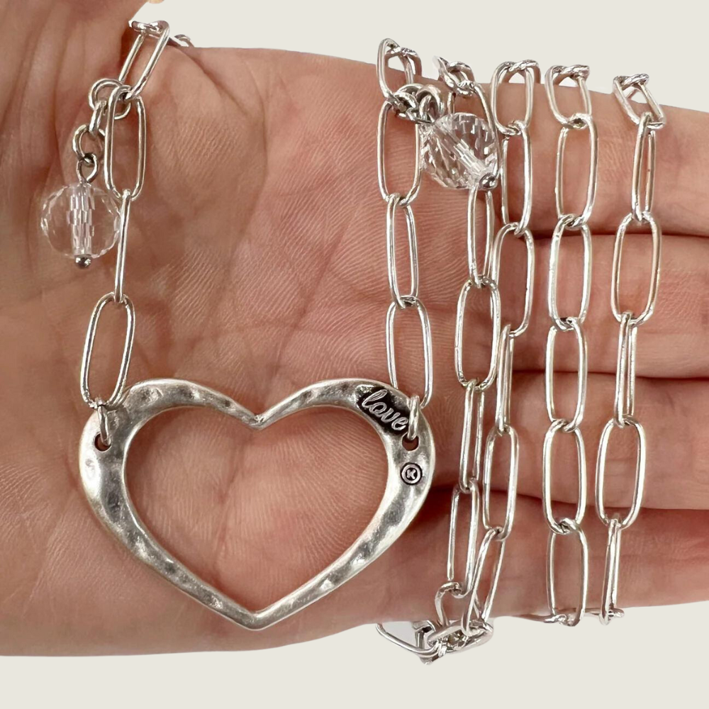 Silver Love Open Heart Long Chain