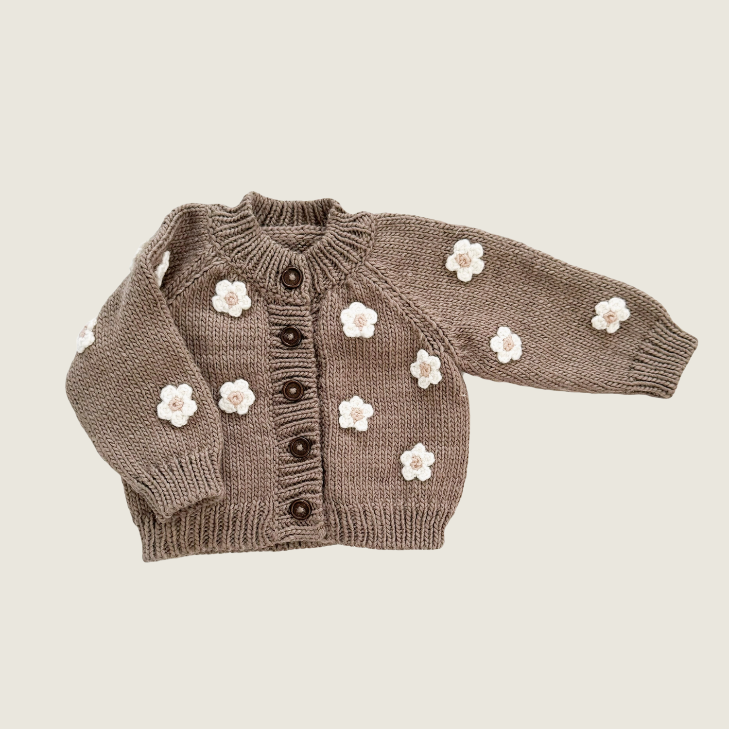 Tan Crocheted Flower Cardigan - 12-24 Months