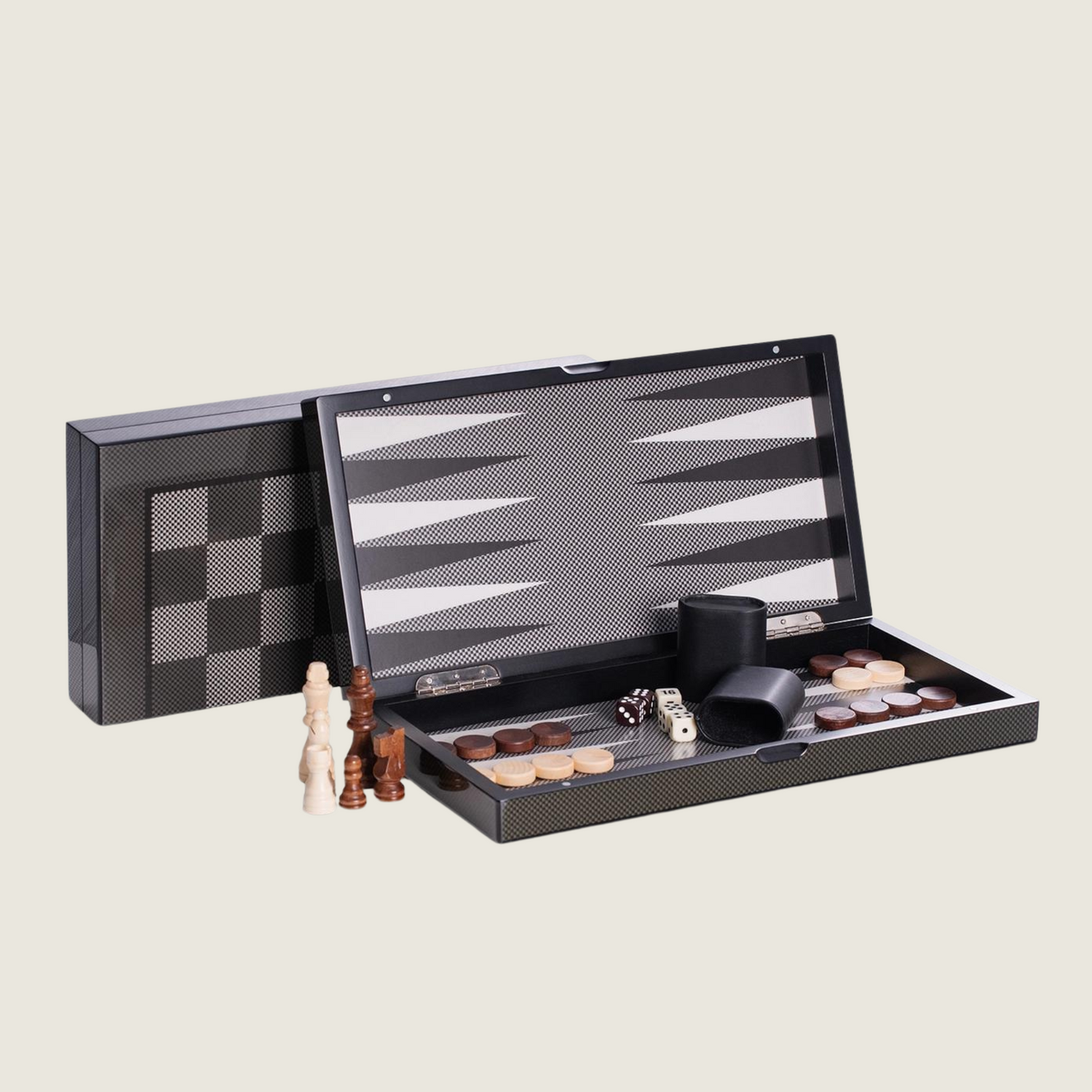 Backgammon/Chess Set - Wood/Carbon Fiber - Blackbird General Store