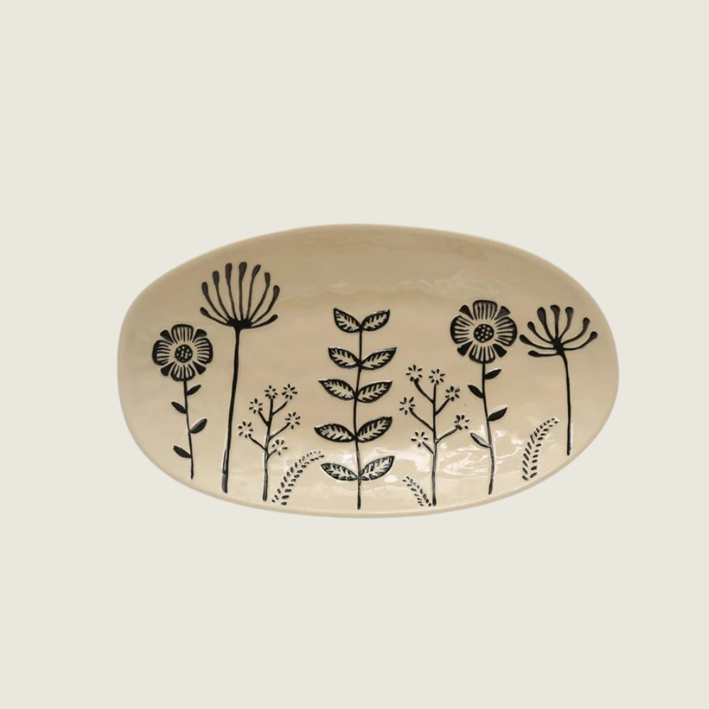 Hand-Painted Stoneware Platter - Blackbird General Store