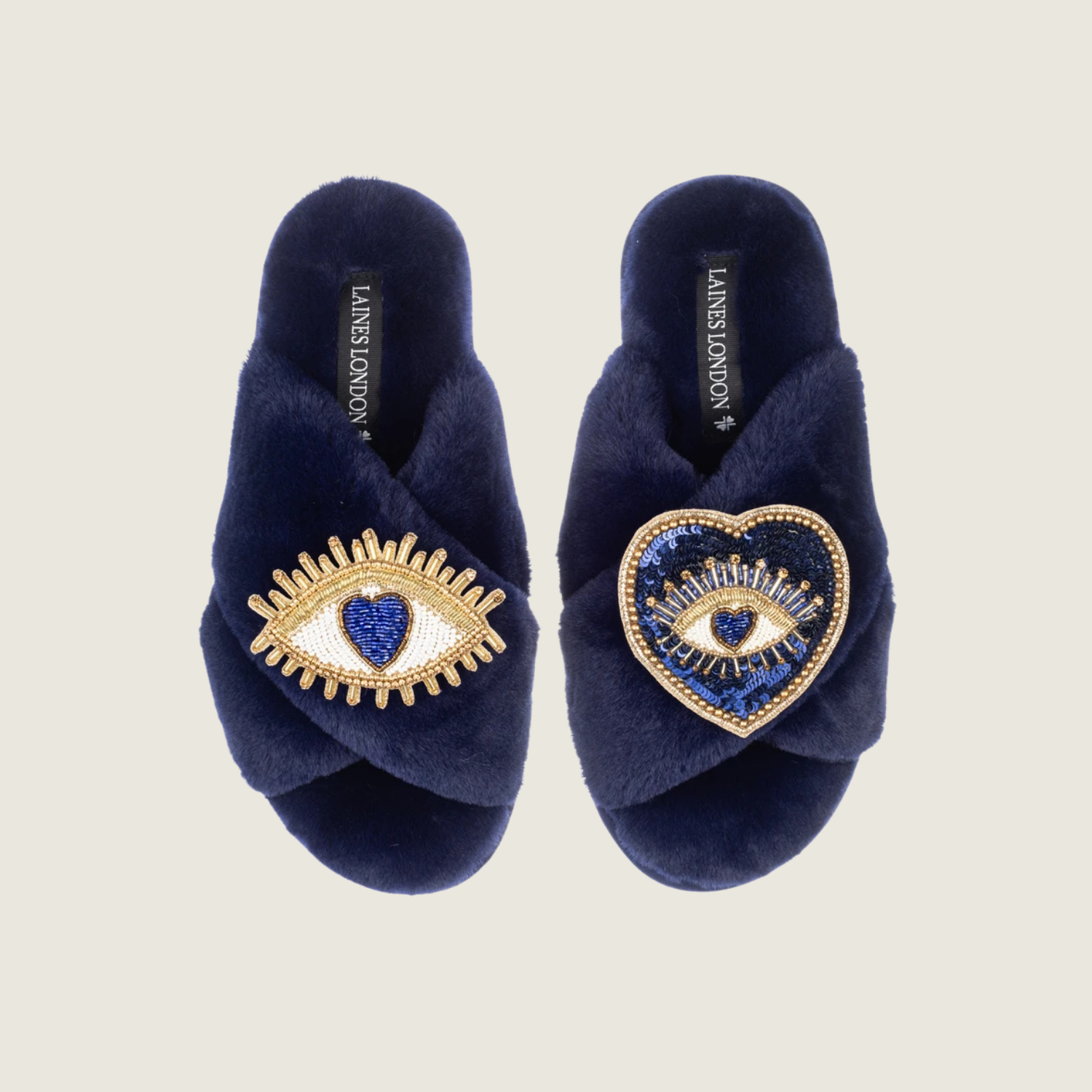 Blue Heart &amp; Love Eye Slippers