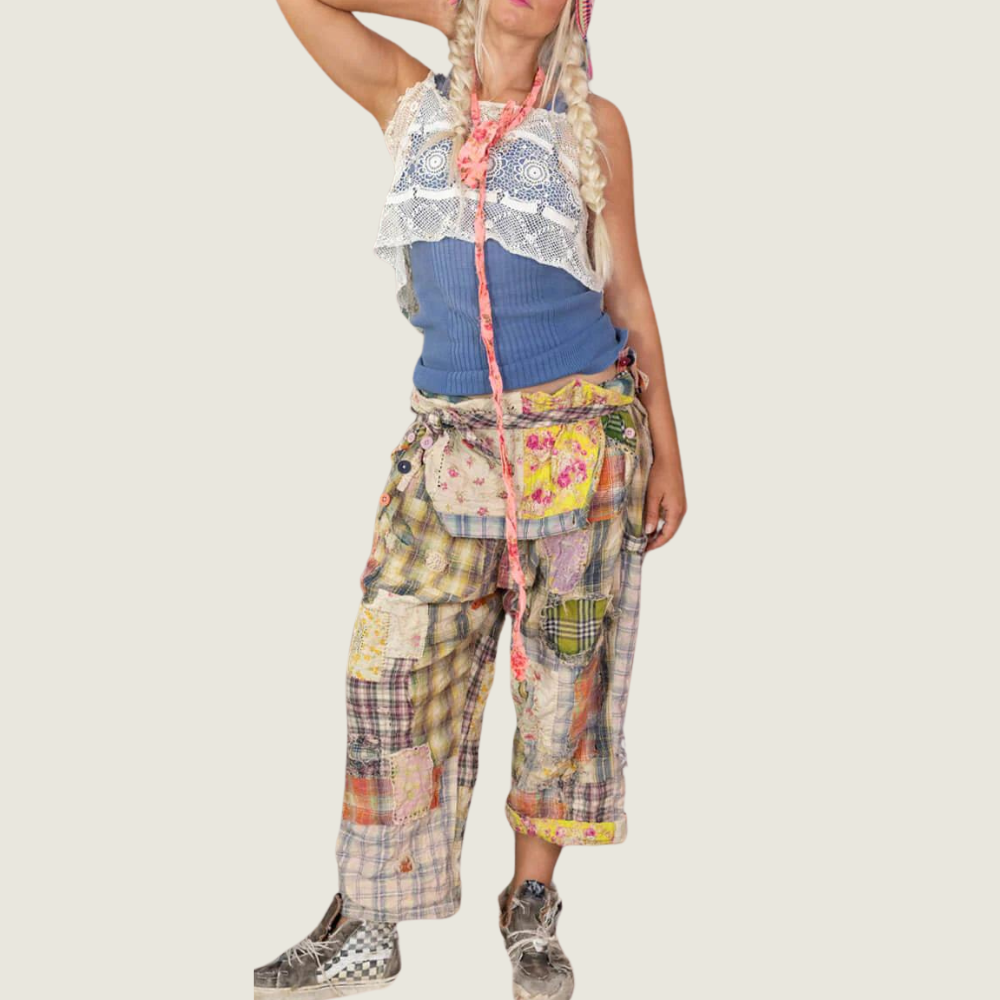 Patchwork Love Overalls - Madras Green