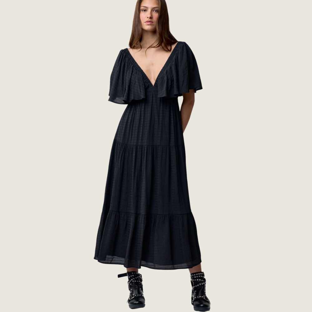 Black Flutter Sleeve Maxi Dress - Blackbird General Store