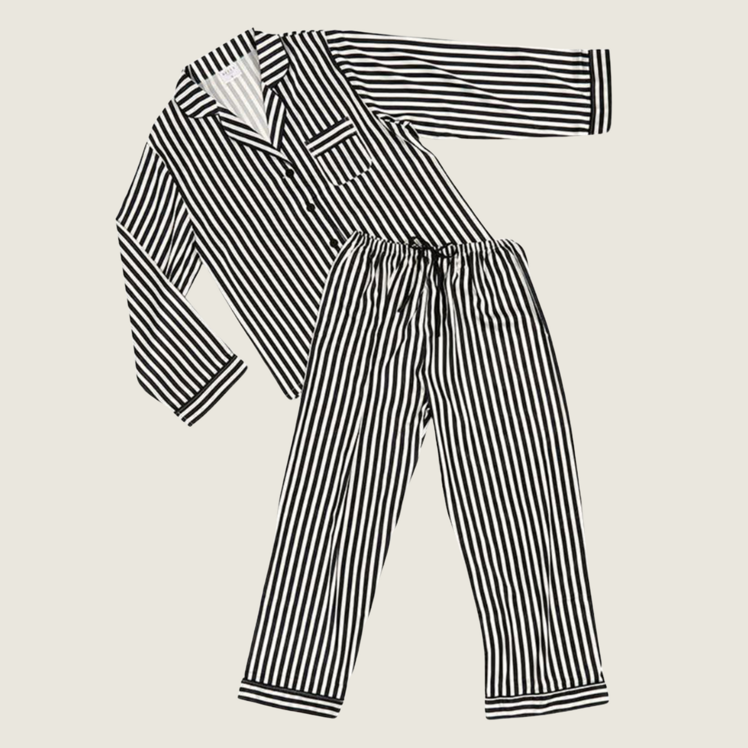 Long Sleeve Black &amp; White Stripe PJ Set