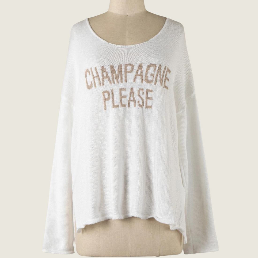 Champagne Please White/Beige Sweater