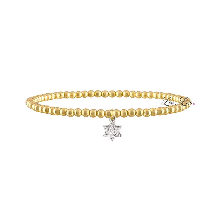 Gold &amp; Silver Star of David Charm Bracelet