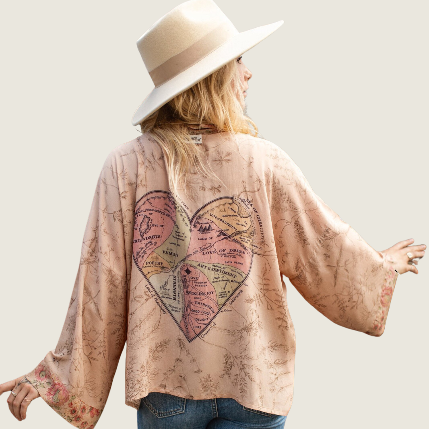 Map of My Heart Cropped Bamboo Kimono Cardigan