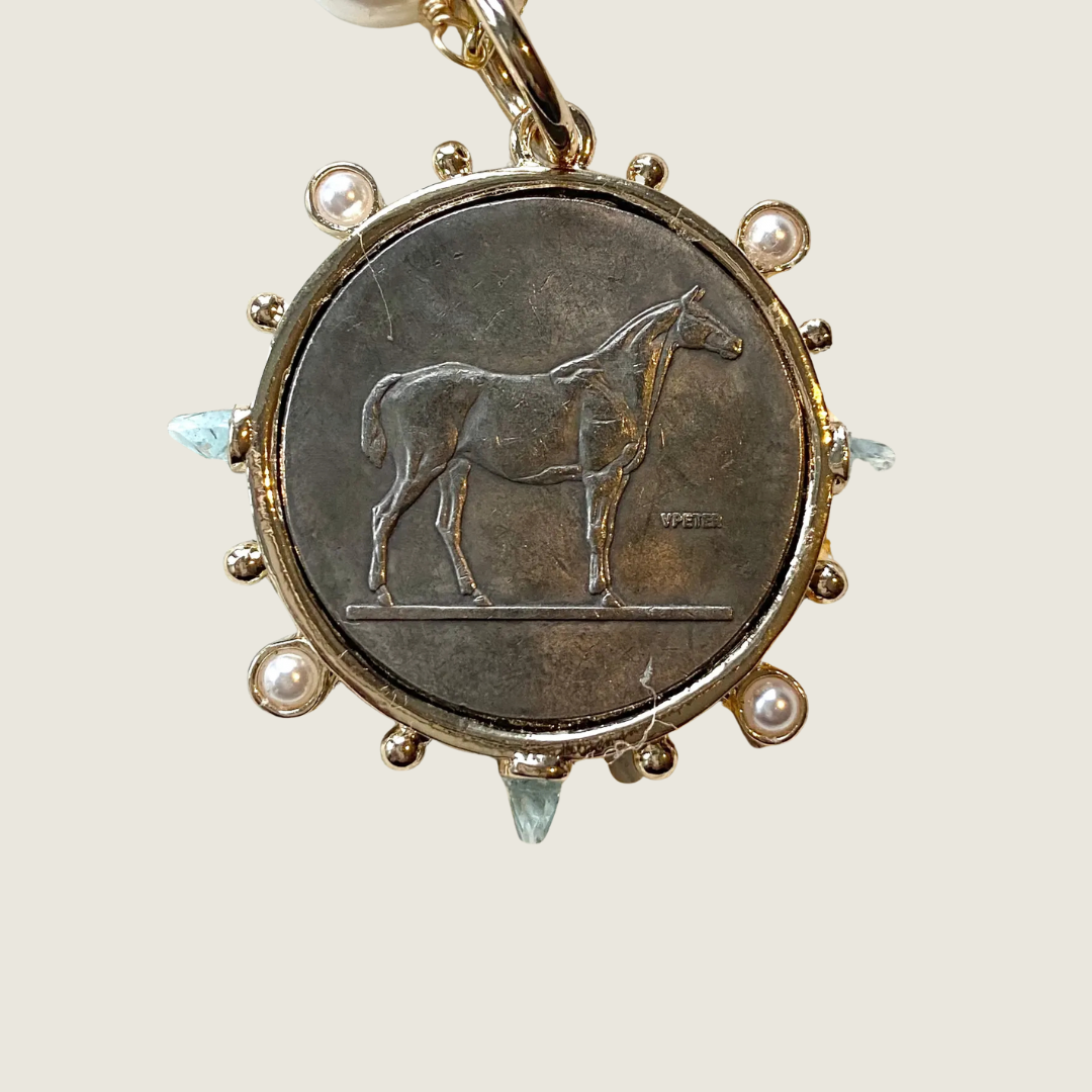 French Coin Equestrian Necklace