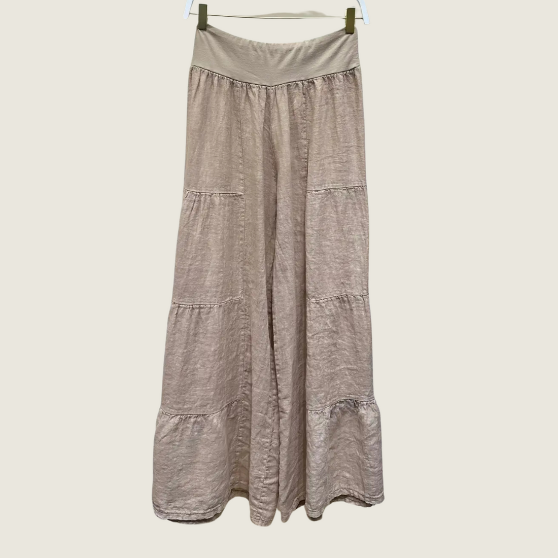 Tan Tiered Palazzo Pants