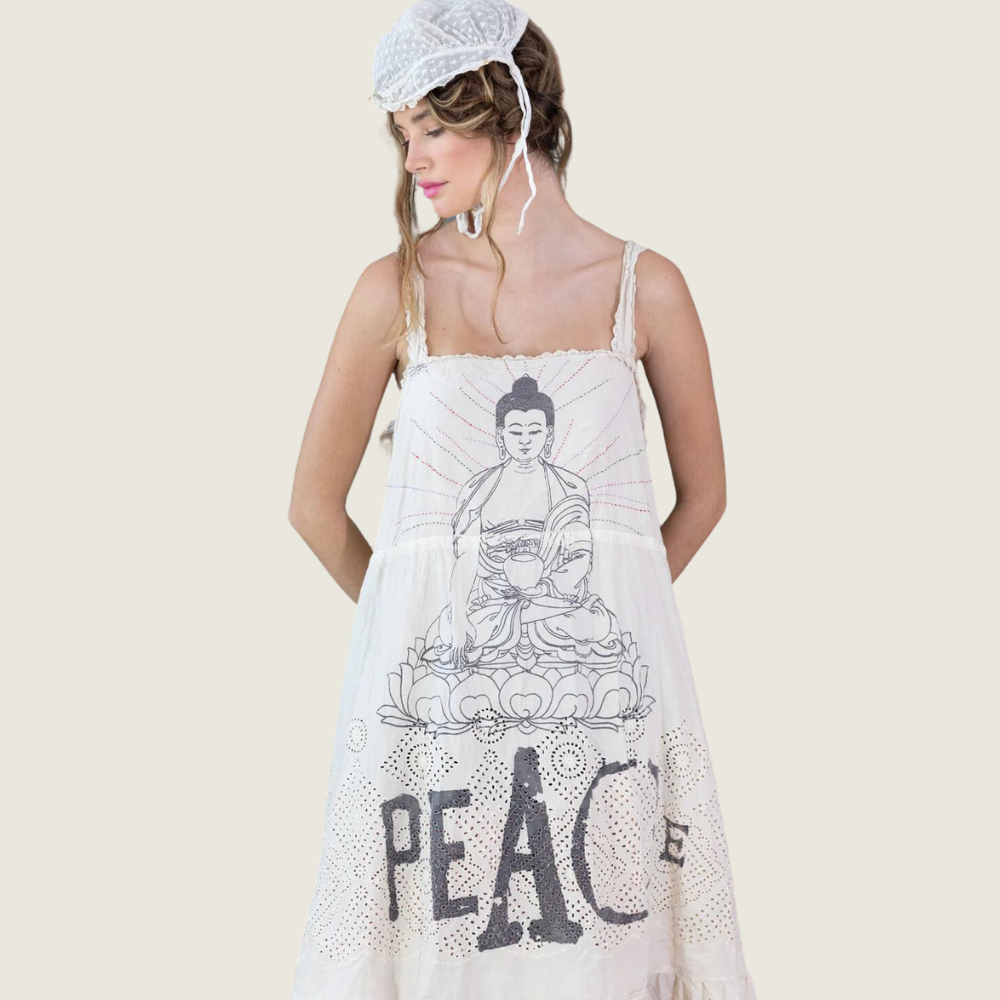 Eyelet Tevy Peace Tank Dress Moonlight