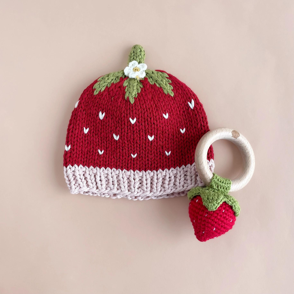 Strawberry Knit Baby Hat