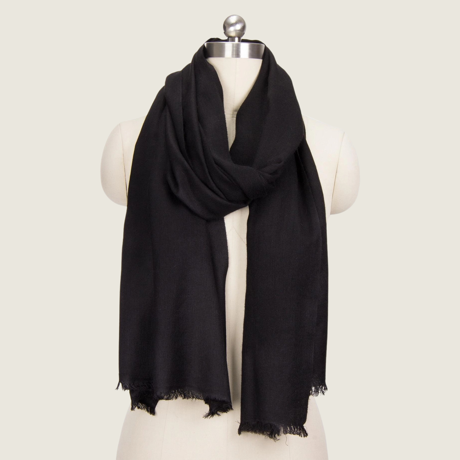 Black Cashmere Silk Scarf