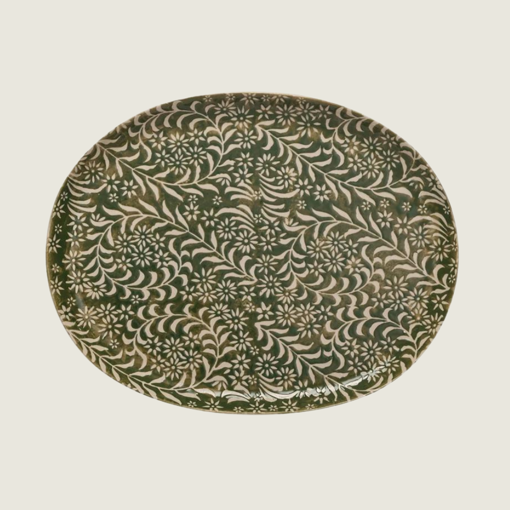 Botanical Design Stoneware Platter