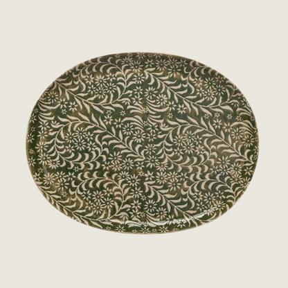 Botanical Design Stoneware Platter