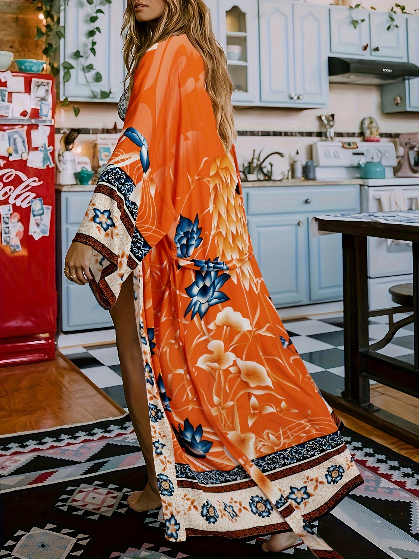 Floral &amp; Crane Kimono