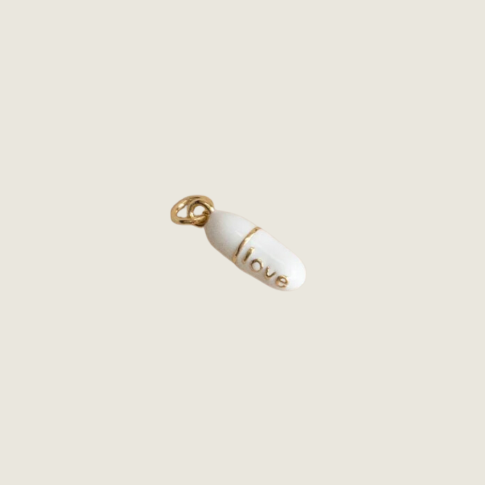 White Love Pill Charm