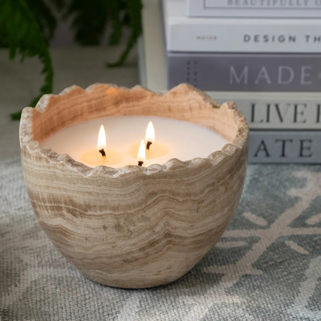 Travertine Bowl Candle