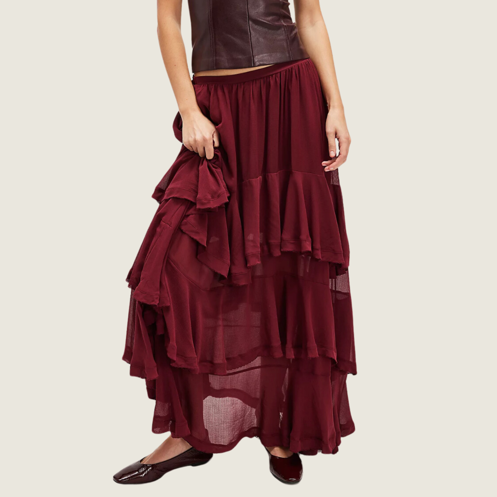 Clementine Maxi Skirt - Aged Red