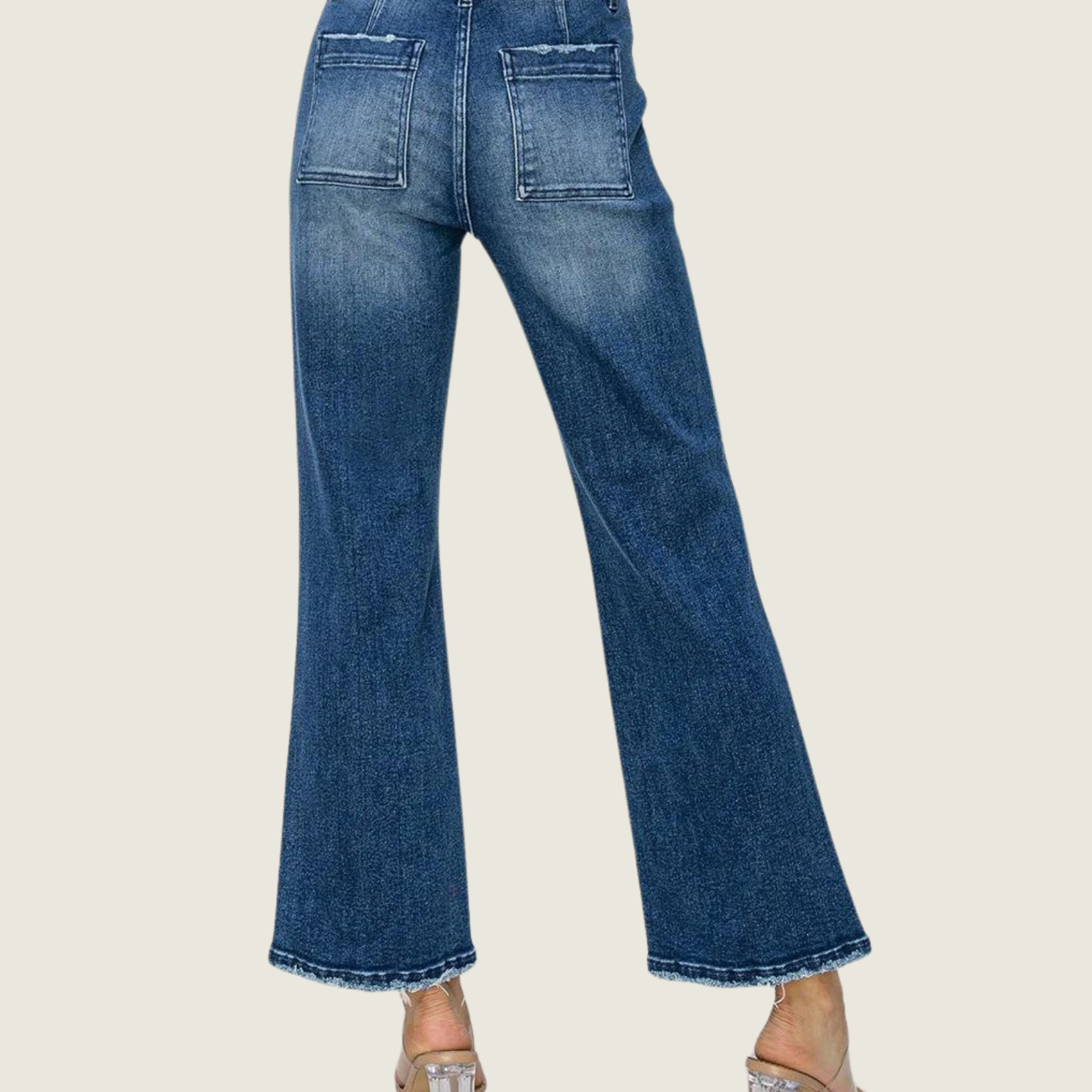 Dark High Rise Ankle flare Denims