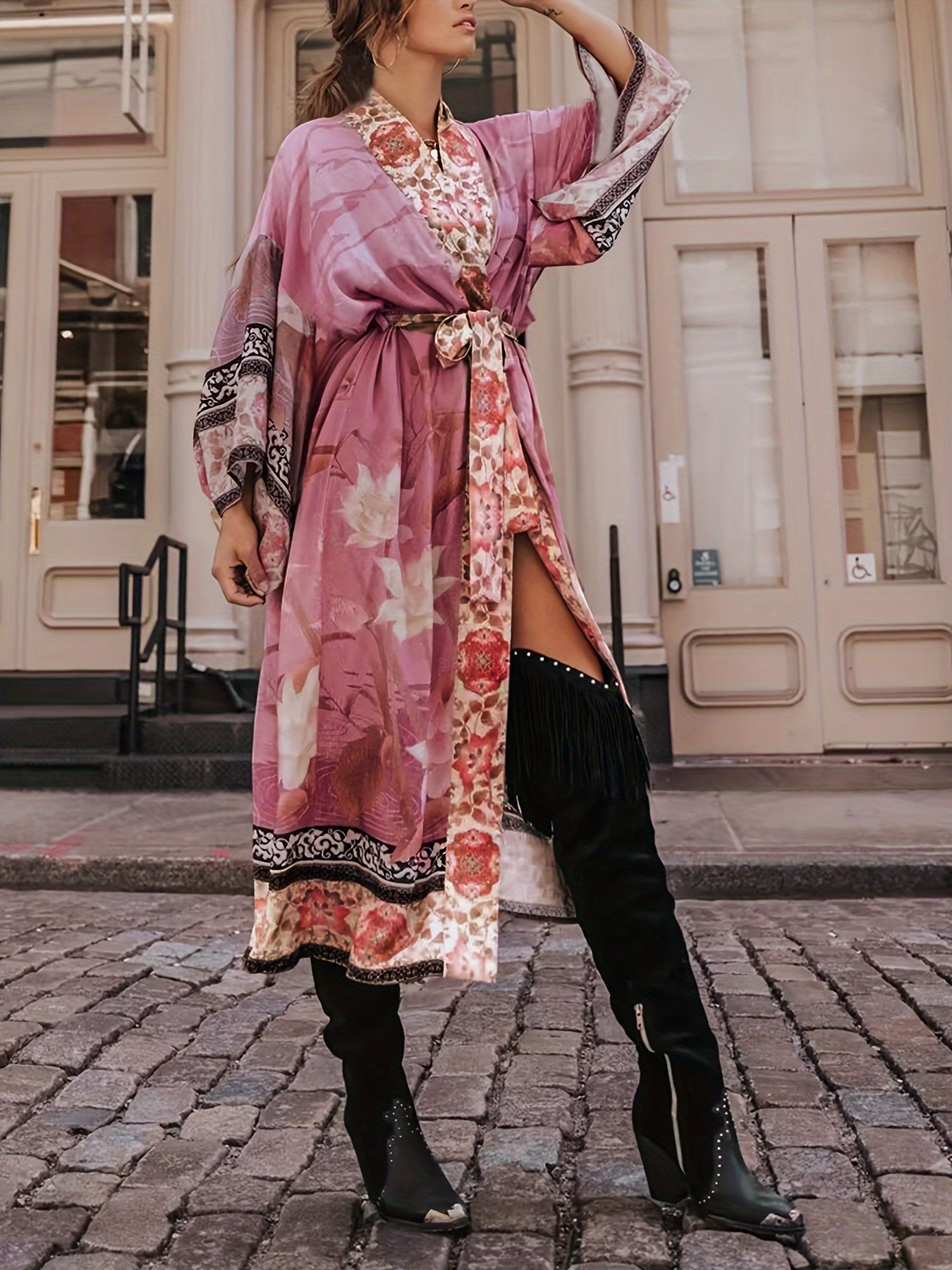 Floral &amp; Crane Kimono
