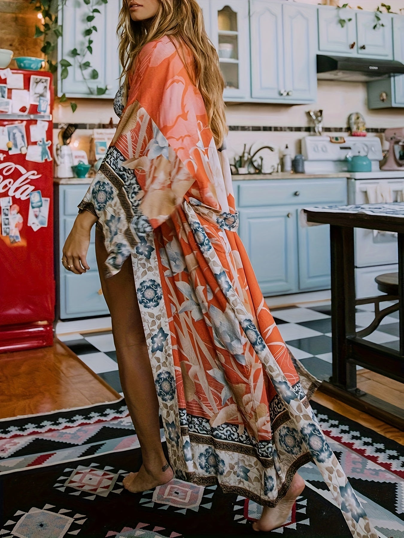 Floral &amp; Crane Kimono