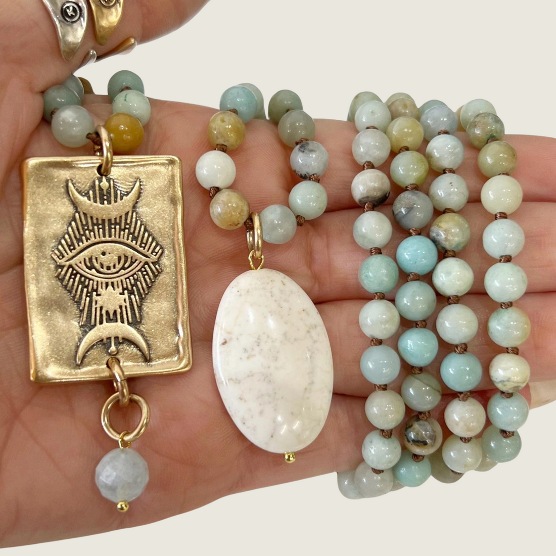 I Am Divinely Guided Necklace - Amazonite &amp; Gold