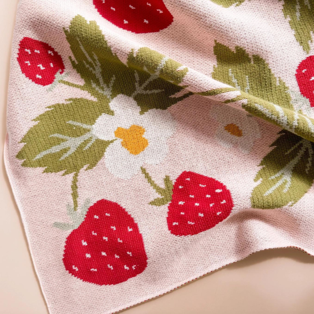 Strawberry Bunny Organic Baby Blanket - Blackbird General Store