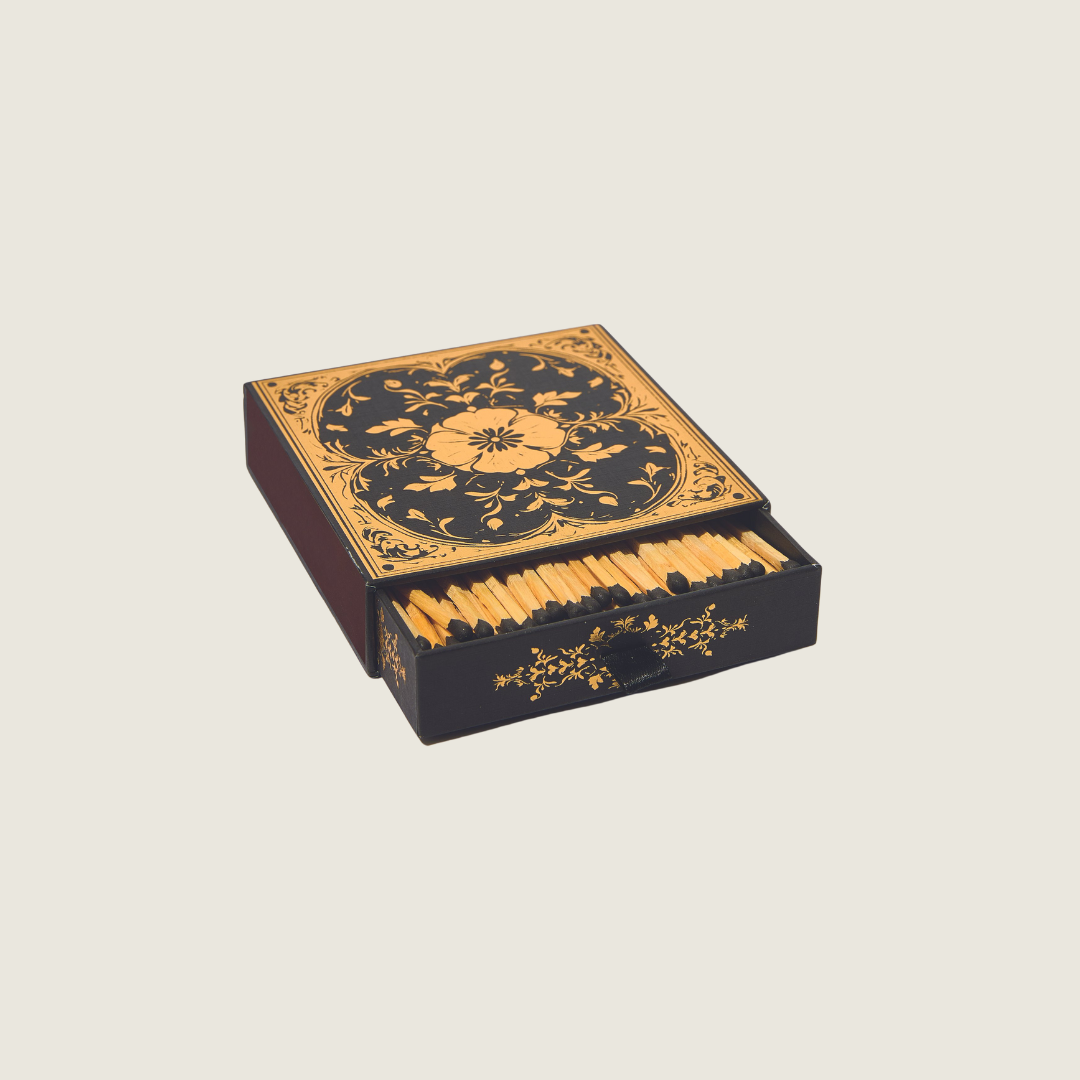 Gold Foil Flowers Match Box