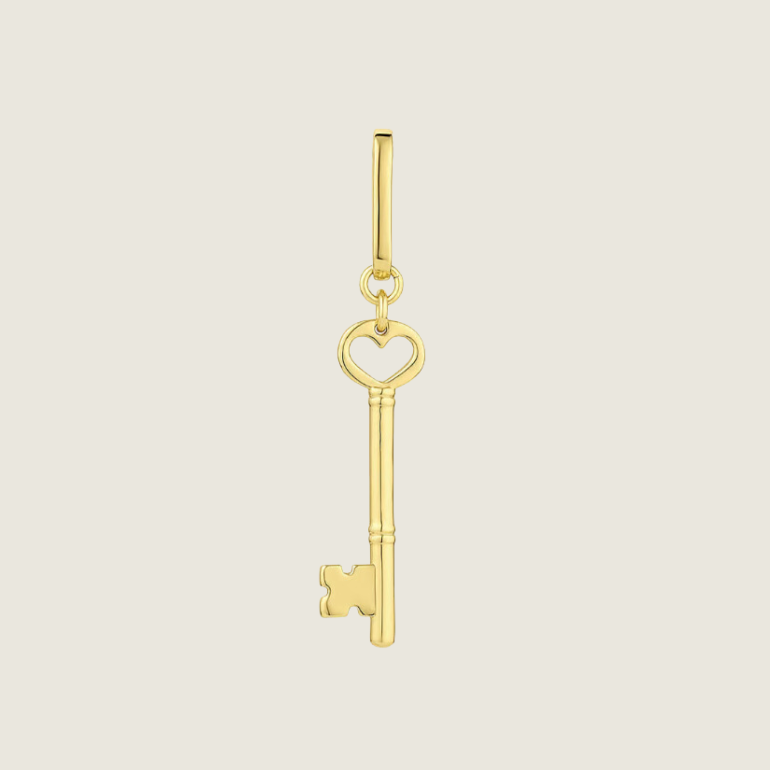 Heart Key Statement Charm Gold