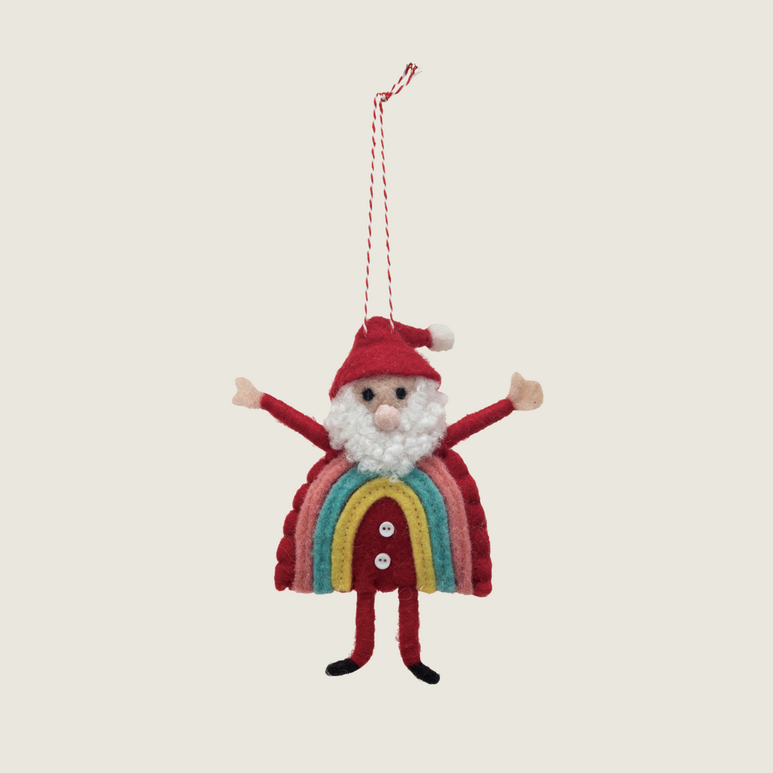 Handmade Rainbow Santa Ornament