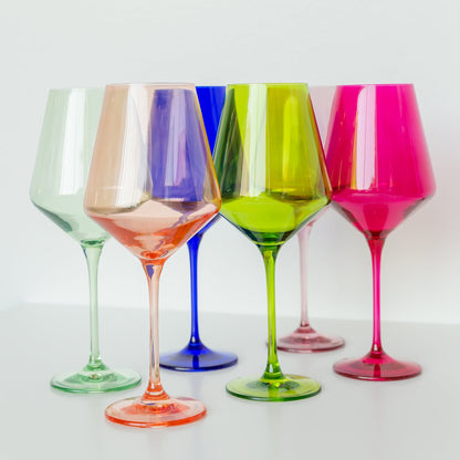 Mixed Colored Wine Glasses (Set of 6) - Blackbird General Store