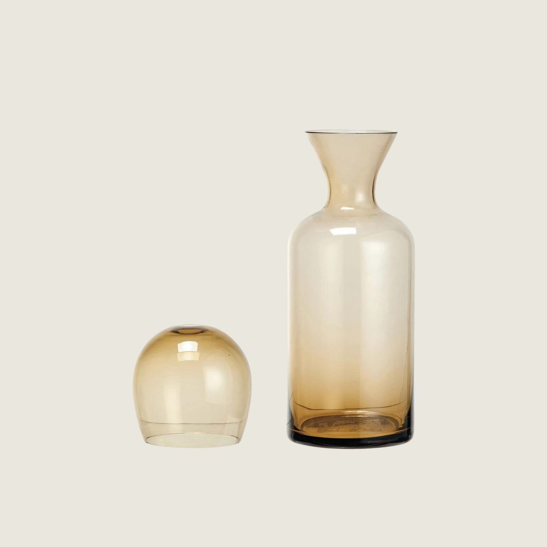 Glass Carafe w/ Drinking Glass - Amber Glass