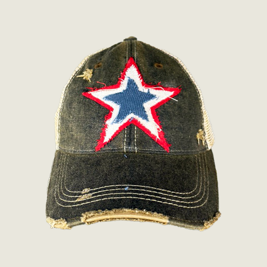 Distressed Star Hat - Black - Blackbird General Store