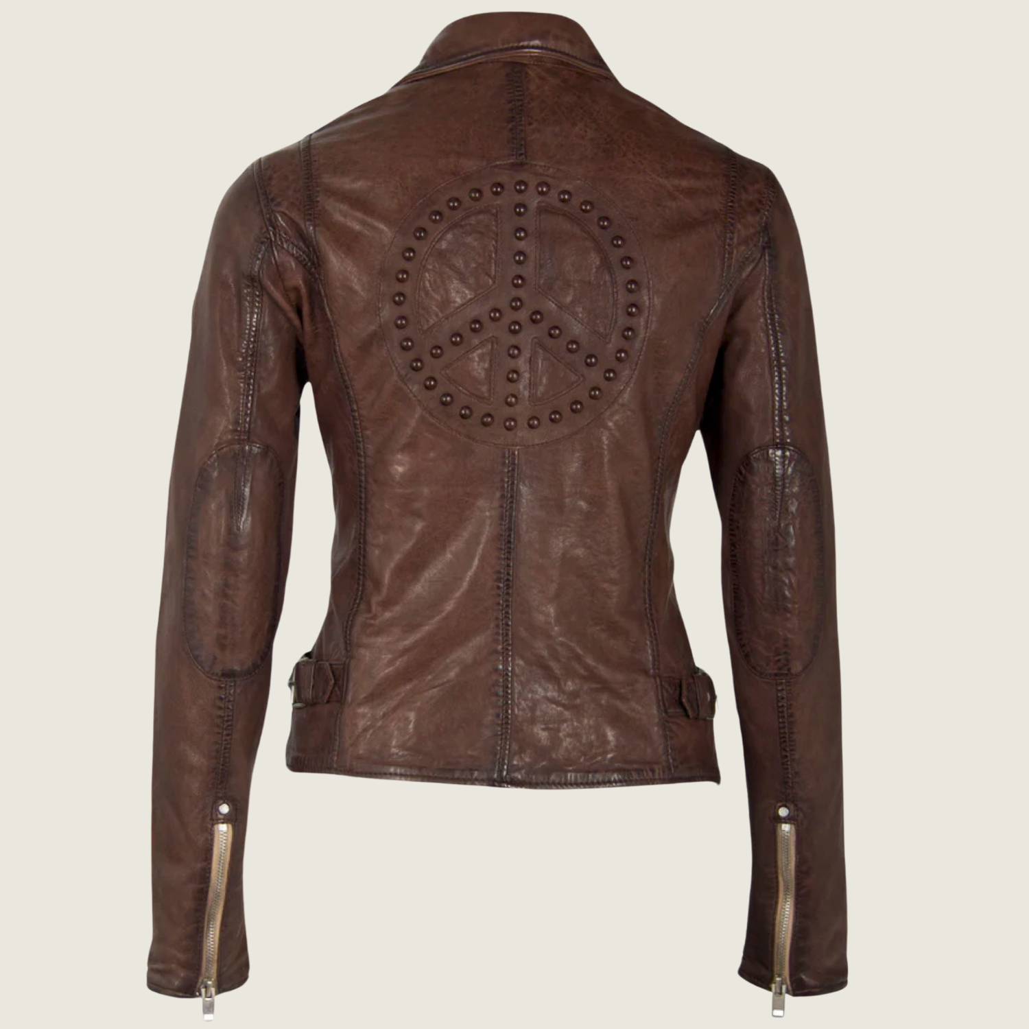 Maysie Peace Leather Jacket, Brown