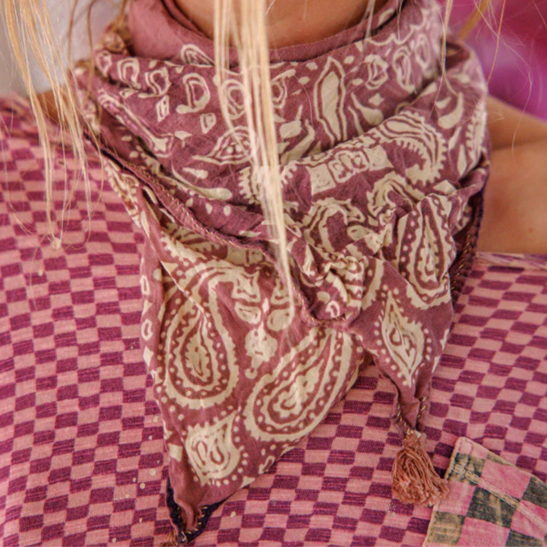 Paisley Tassel Scarf - Plum